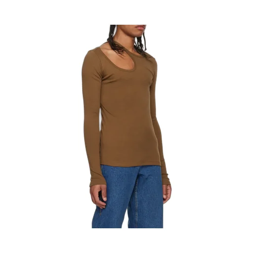Cut-Out Long-Sleeve Cotton T-Shirt