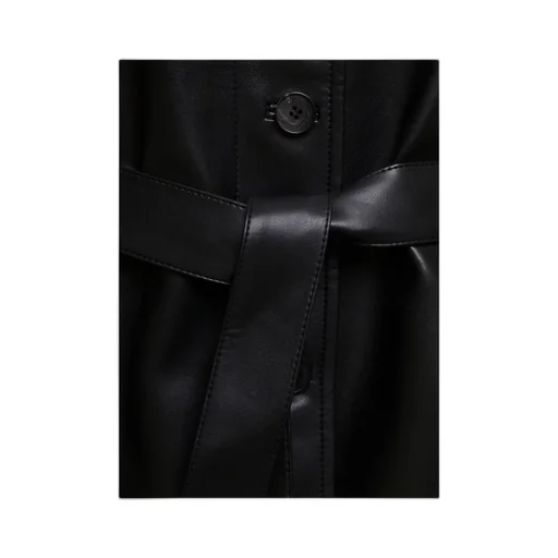 Patent-Finish Belted Trench Coat