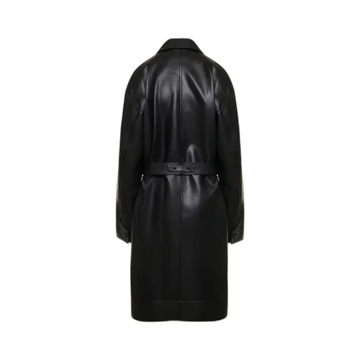Patent-Finish Belted Trench Coat