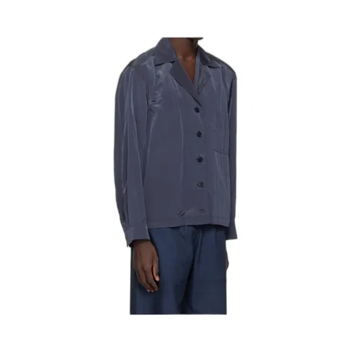 Camp-Collar Crinkled Shirt