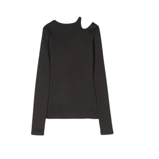 Long-Sleeved Irregular Shoulder T-Shirt