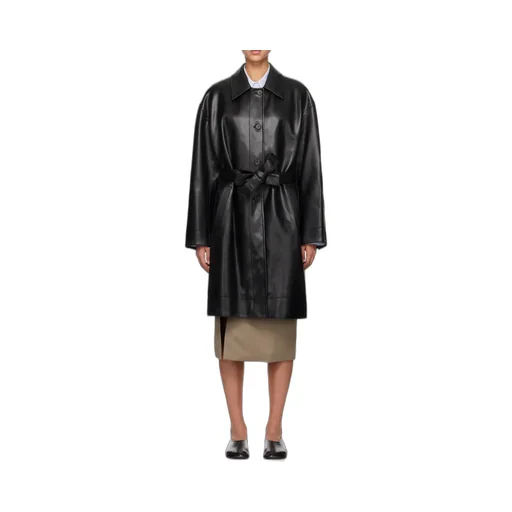 Patent-Finish Belted Trench Coat
