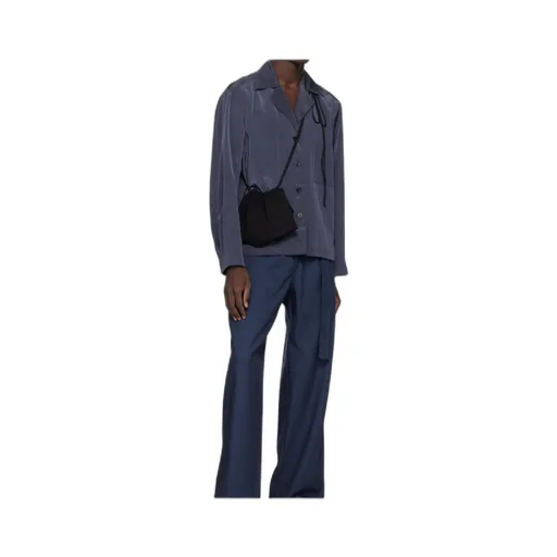 Camp-Collar Crinkled Shirt