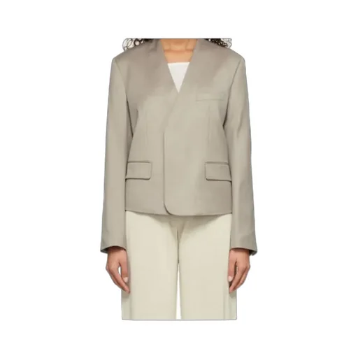 Single-Breasted Collarless Blazer