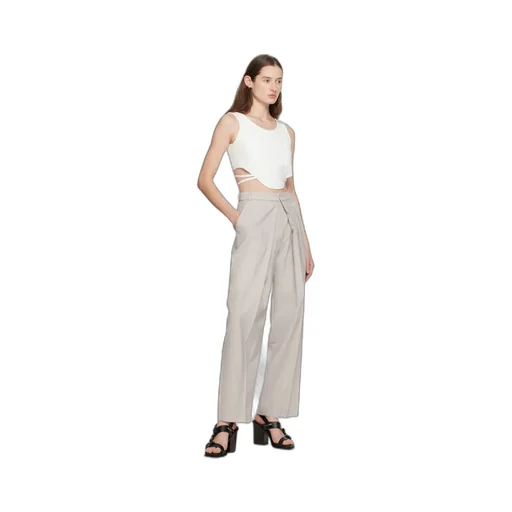 Belt Loop Deep Pleated Casual Pants