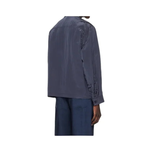 Camp-Collar Crinkled Shirt