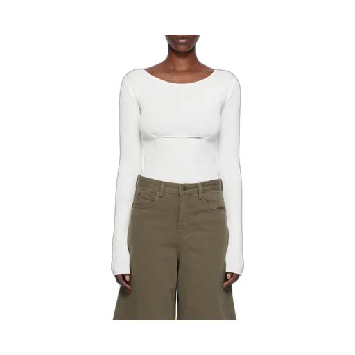 Ribbed Boat Neck Top With Buttons