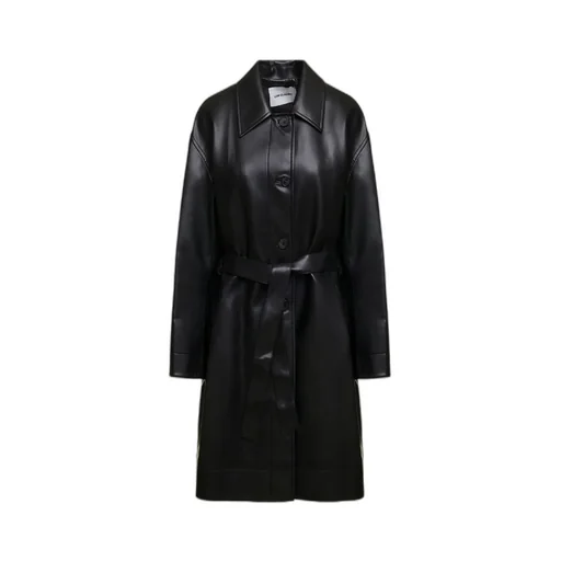 Patent-Finish Belted Trench Coat