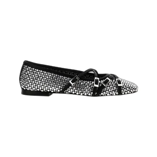 Embellished Square Toe Ballet Flats