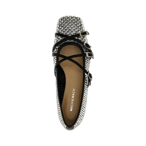 Embellished Square Toe Ballet Flats