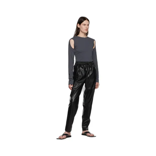 Faux-Leather Drawstring Trousers