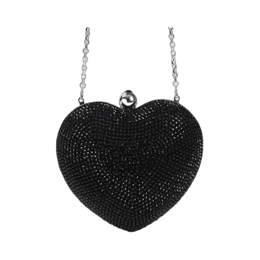 Heart Shaped Embellished Small Clutch Bag