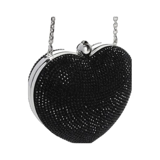 Heart Shaped Embellished Small Clutch Bag