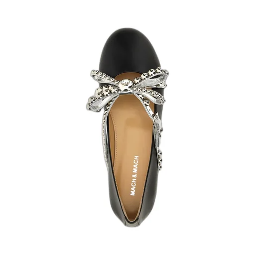 Stud-Embellished Round Toe Ballet Flats