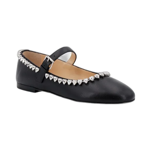 Embellished Buckle-Strap Audrey Ballerinas