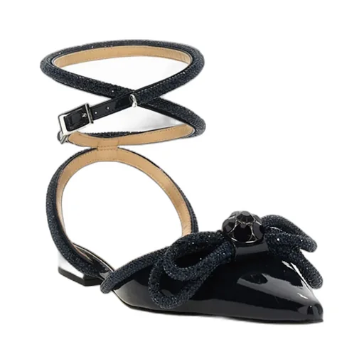 Double Bow Pointed Toe Ballerina Shoes
