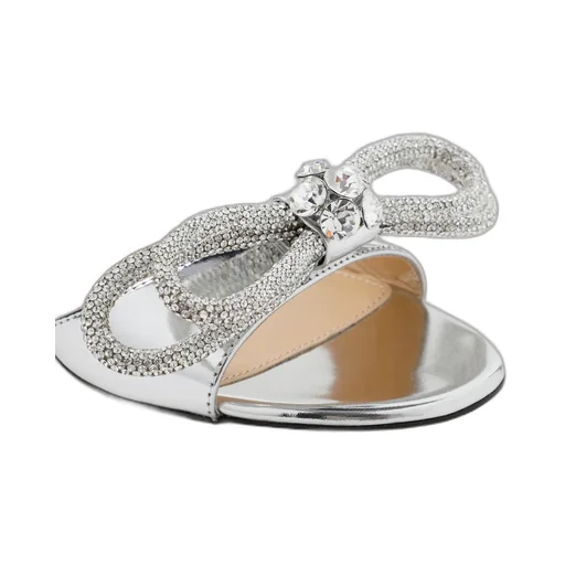 Double Bow Embellished Slip-On Mules