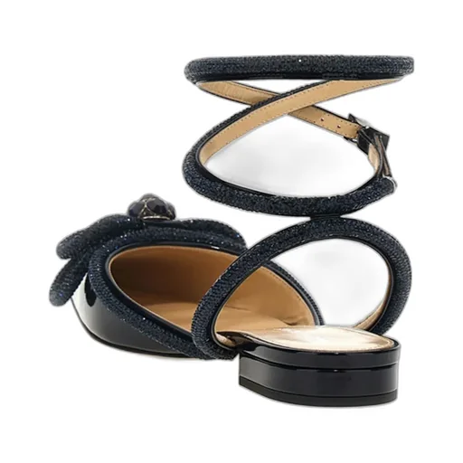Double Bow Pointed Toe Ballerina Shoes