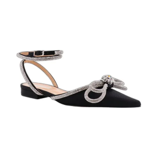 Double Bow Pointed Toe Ballerina Shoes