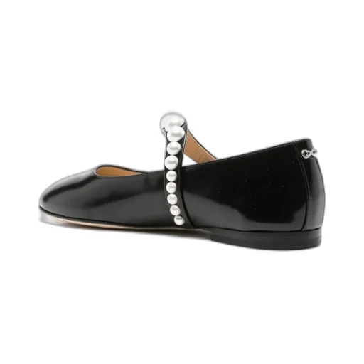 Faux-Pearl Leather Ballerina Shoes