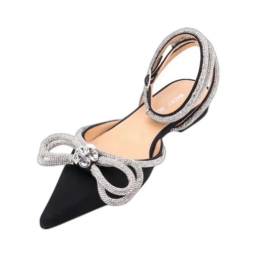 Double Bow Pointed Toe Ballerina Shoes