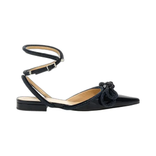 Double Bow Pointed Toe Ballerina Shoes