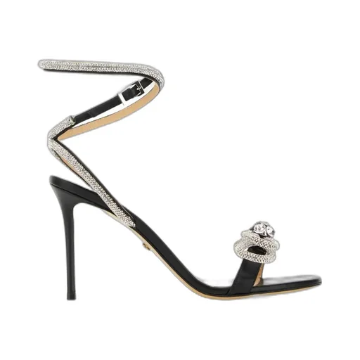 Double-Bow Ankle-Strap Embellished Sandals