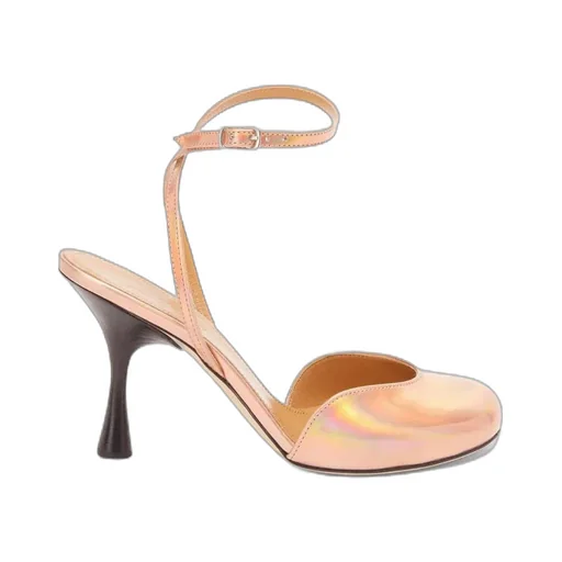Ankle Strap Pump In Holographic Fabric