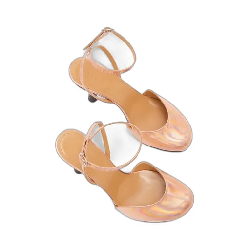 Ankle Strap Pump In Holographic Fabric