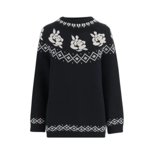 Intarsia-Knit Crewneck Jumper