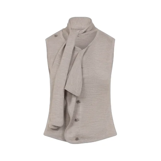 Tie-Neck Asymmetrical Design Knitted Top