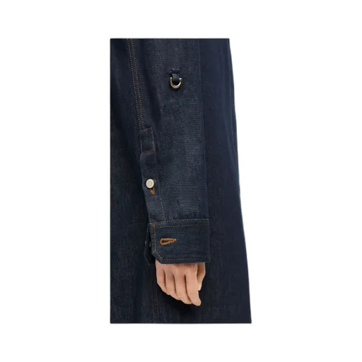 Chain-Detailed Denim Shirt Dress