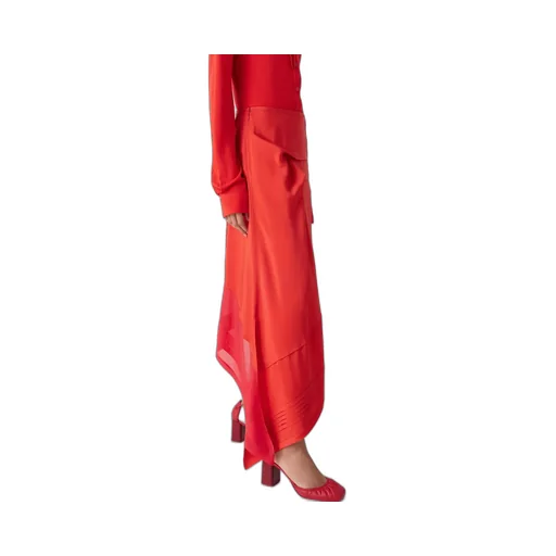 Pleated Asymmetric Midi Skirt