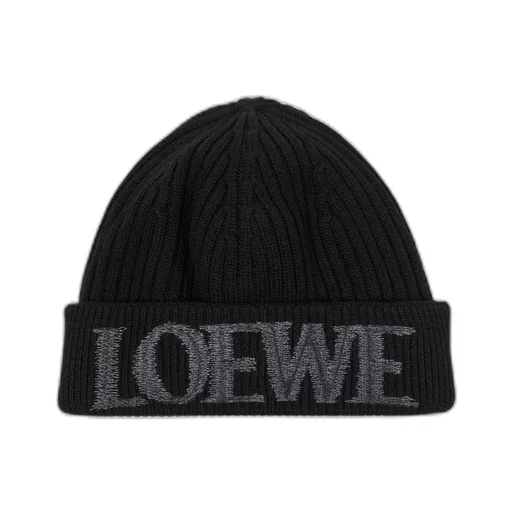 Logo Embroidered Ribbed-Knit Beanie