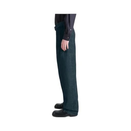 Belted Twisted Denim Trousers