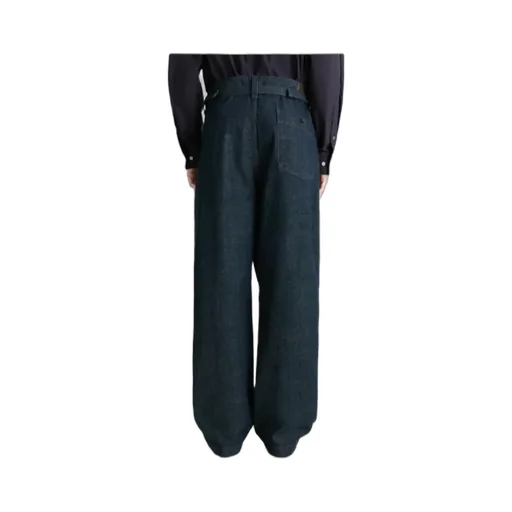 Adjustable-Strap Logo Patch Jeans