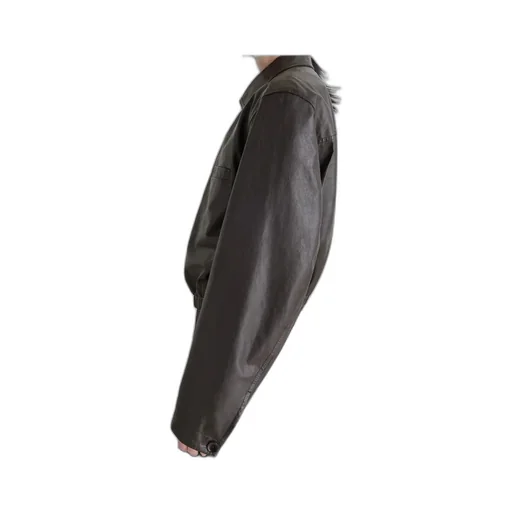 Long Sleeve Buttoned-Up Leather Jacket