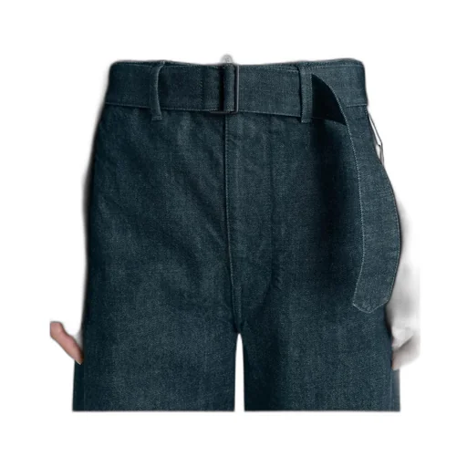 Belted Twisted Denim Trousers