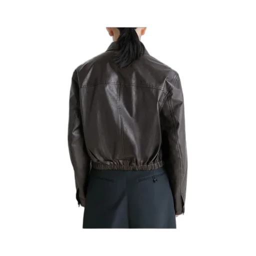 Long Sleeve Buttoned-Up Leather Jacket