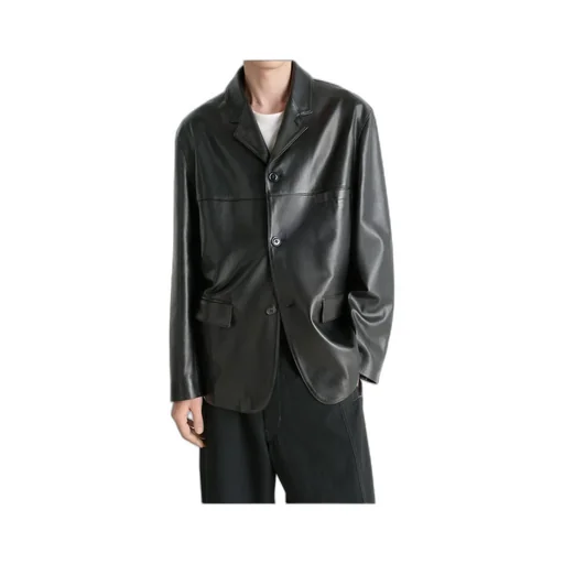 Leather Single Breasted Jacket