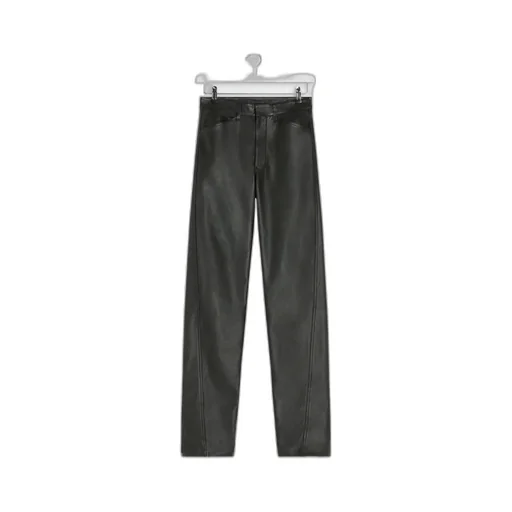 Leather Five Pockets Twisted Pants