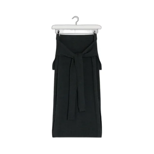 Slit-Detailed Knitted Midi Skirt
