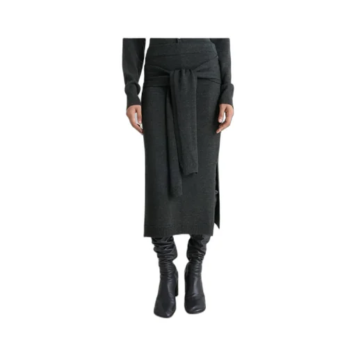 Slit-Detailed Knitted Midi Skirt