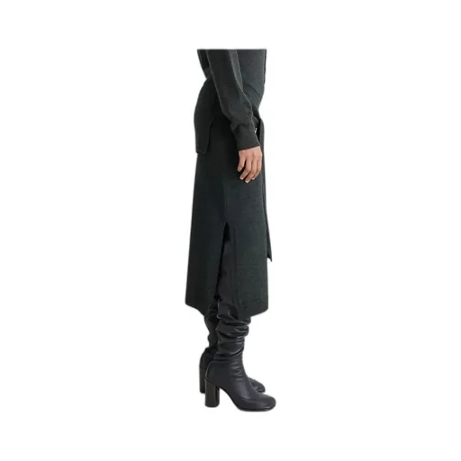 Slit-Detailed Knitted Midi Skirt