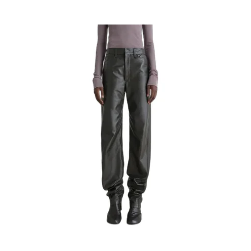 Leather Five Pockets Twisted Pants