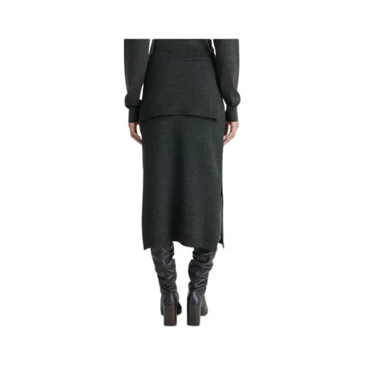 Slit-Detailed Knitted Midi Skirt