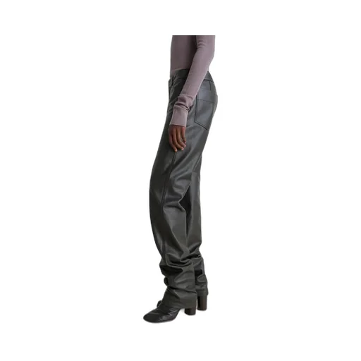 Leather Five Pockets Twisted Pants