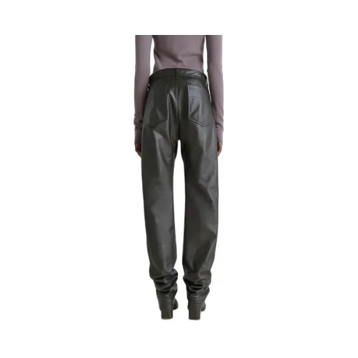 Leather Five Pockets Twisted Pants
