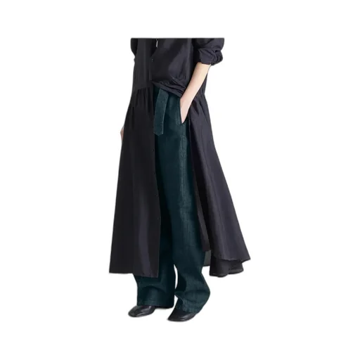 Belted Twisted Denim Trousers