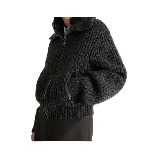 Ribbed Zip-Up Cardigan